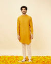 Manyavar Men Tangerine Orange Angrakha Kurta Set