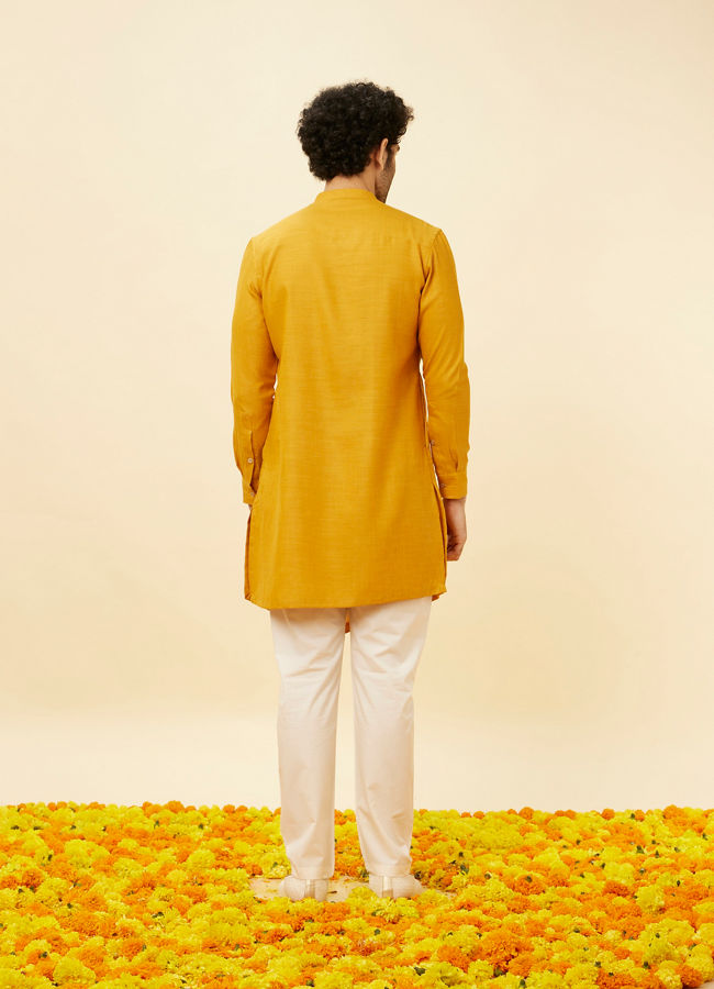 Tangerine Orange Angrakha Kurta Set image number 5