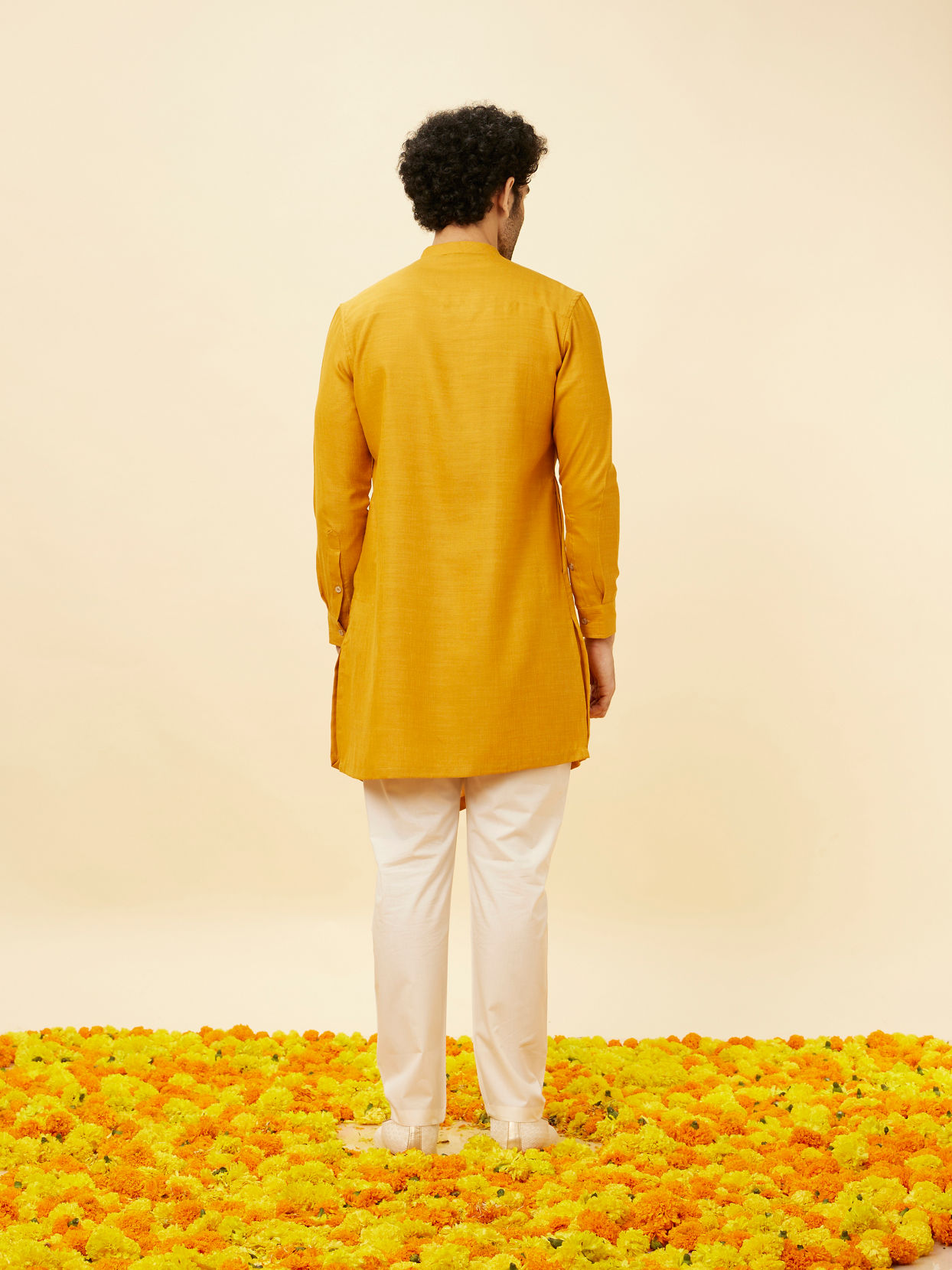 Manyavar Men Tangerine Orange Angrakha Kurta Set