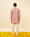 alt message - Manyavar Men Quartz Pink Angrakha Kurta Set image number 5