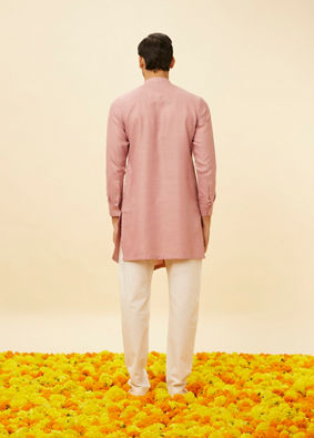 Manyavar Men Quartz Pink Angrakha Kurta Set image number 5