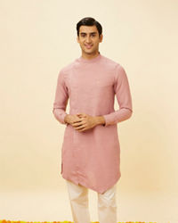 Manyavar Men Quartz Pink Angrakha Kurta Set