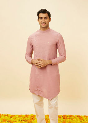 Manyavar Men Quartz Pink Angrakha Kurta Set image number 0