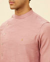 alt message - Manyavar Men Quartz Pink Angrakha Kurta Set image number 1