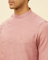 Manyavar Men Quartz Pink Angrakha Kurta Set