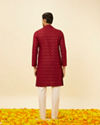 Manyavar Men Maroon Wave Printed Kurta Set