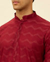 Manyavar Men Maroon Wave Printed Kurta Set