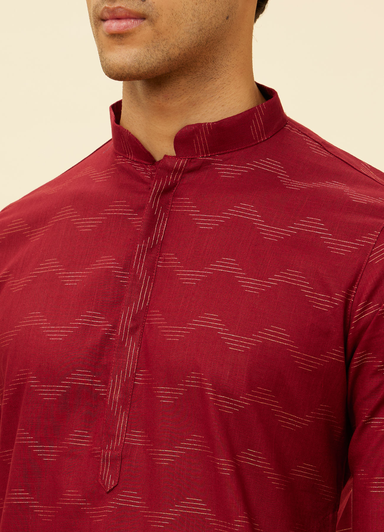 Manyavar Men Maroon Wave Printed Kurta Set