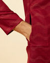 Manyavar Men Maroon Wave Printed Kurta Set