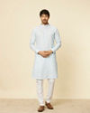 Manyavar Men Light Blue Floral Ditsy Printed Kurta Set