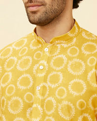 Manyavar Men Mustard Yellow Circular Printed Kurta Set