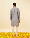 Manyavar Men Glacier Grey Ogee Printed Kurta Set