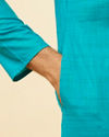 alt message - Manyavar Men Aqua Green Classic Kurta Set image number 3