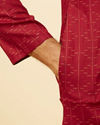 Manyavar Men Maroon Linear Printed Kurta Set image number 3