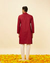 Manyavar Men Maroon Linear Printed Kurta Set image number 5