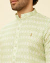 alt message - Manyavar Men Lime Green Harlequin Printed Kurta Set image number 1