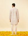 Manyavar Men Antique White Diamond Printed Kurta Set
