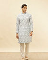 Manyavar Men Daisy White Marble Print Kurta Set