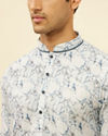 Manyavar Men Daisy White Marble Print Kurta Set