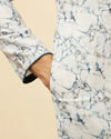 Manyavar Men Daisy White Marble Print Kurta Set