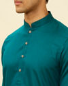 alt message - Manyavar Men Teal Green Classic Kurta Set image number 1