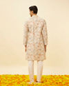 alt message - Manyavar Men Cream Beige Floral Printed Kurta Set image number 5