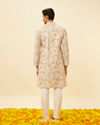 Manyavar Men Cream Beige Floral Printed Kurta Set