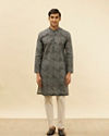 Manyavar Men Navy Blue Mandala Print Kurta Set