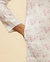 Manyavar Men Soft White Floral Print Kurta Set