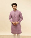 alt message - Manyavar Men Lilac Floral Print Kurta Set image number 0