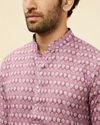 alt message - Manyavar Men Lilac Floral Print Kurta Set image number 1