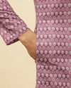 alt message - Manyavar Men Lilac Floral Print Kurta Set image number 3