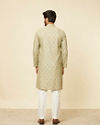 Manyavar Men Light Mid Green Floral Printed Kurta Set