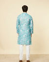 Manyavar Men Turquoise Floral Printed Kurta Set