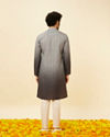 Manyavar Men Cloud Grey Ombre Effect Floral Lattice Printed Kurta Set