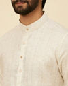 Manyavar Men Ivory White Self Patterned Kurta