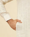 Manyavar Men Ivory White Self Patterned Kurta