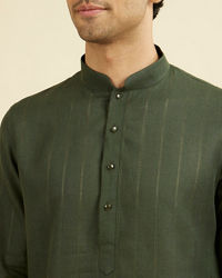 Manyavar Men Dark Green Self Patterned Kurta