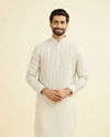 Natural Beige Self Striped Kurta