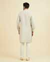 Manyavar Men Natural Beige Self Striped Kurta
