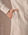 Manyavar Men Natural Beige Linen Breezy Kurta