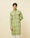 Manyavar Men Vibrant Green Sequined Kurta