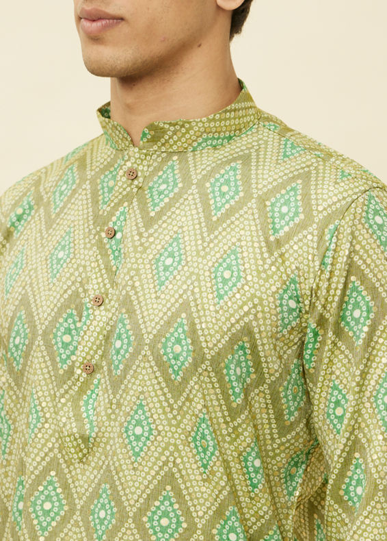 Manyavar Men Vibrant Green Sequined Kurta