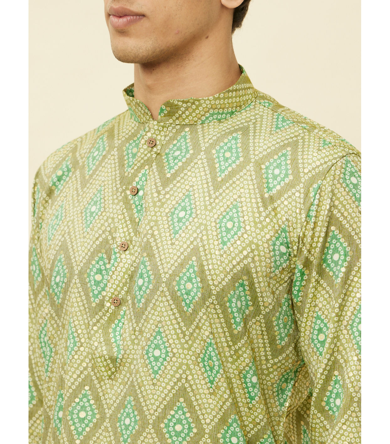 Manyavar Men Vibrant Green Sequined Kurta