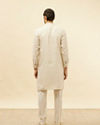 alt message - Manyavar Men Natural Beige Embroidered Neckline Kurta image number 4