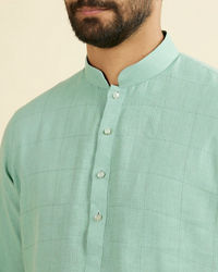 Manyavar Men Tropical Blue Chequered Patterned Kurta