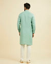 Manyavar Men Tropical Blue Chequered Patterned Kurta