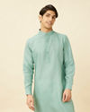 Tropical Blue Chequered Patterned Kurta image number 0