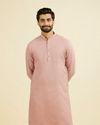 Manyavar Men Quartz Pink Chequered Patterned Kurta
