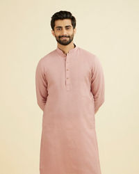 Manyavar Men Quartz Pink Chequered Patterned Kurta